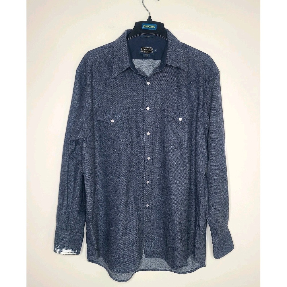 Pendleton Shirt High Grade Western Wear Canyon Pearl Snap‎ Wool Gray XL READ